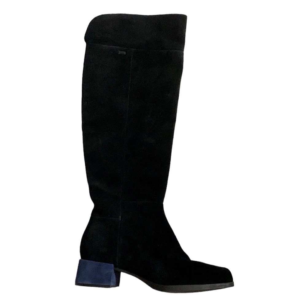 Camper Genuine suede quilted leather knee high boots black/blue siz EuR 38/US7.5